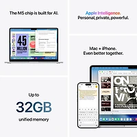 MacBook Air de 15,3 po avec Touch ID d'Apple (2026) - Argent (M5 d'Apple/RAM 16 Go/SSD 1 To) - Anglais