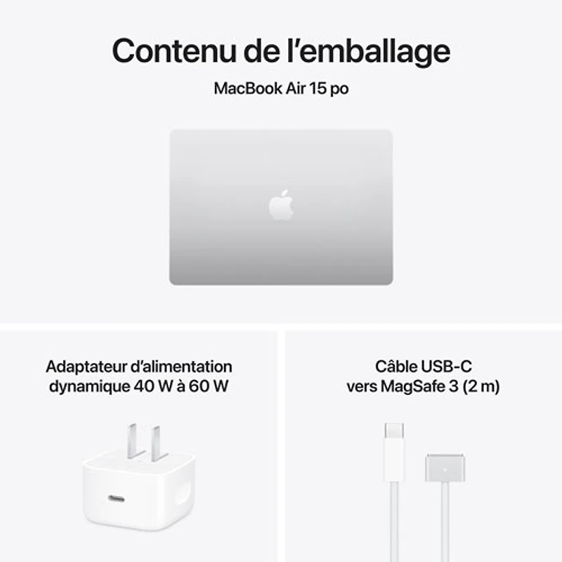 MacBook Air de 15,3 po avec Touch ID d'Apple (2026) - Argent (M5 d'Apple/RAM 16 Go/SSD 1 To) - Anglais