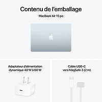 MacBook Air de 15,3 po avec Touch ID d'Apple (2026) - Bleu ciel (M5 d'Apple/RAM 16 Go/SSD 1 To) - Anglais