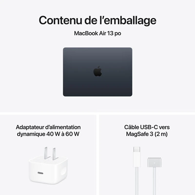 MacBook Air de 13,6 po avec Touch ID d'Apple (2026) - Minuit (M5 d'Apple/RAM Go/SSD 1 To