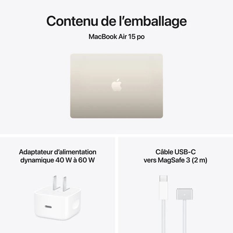 MacBook Air de 15,3 po avec Touch ID d'Apple (2026) - Comète (M5 d'Apple/RAM 16 Go/SSD 512 Go) - Anglais