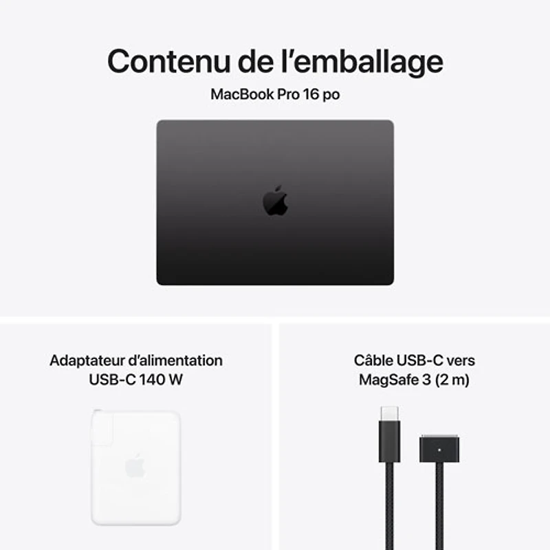 MacBook Pro de 16,2 po d'Apple (2026) - Noir infini (M5 Max d'Apple/RAM 36 Go/SSD 2 To