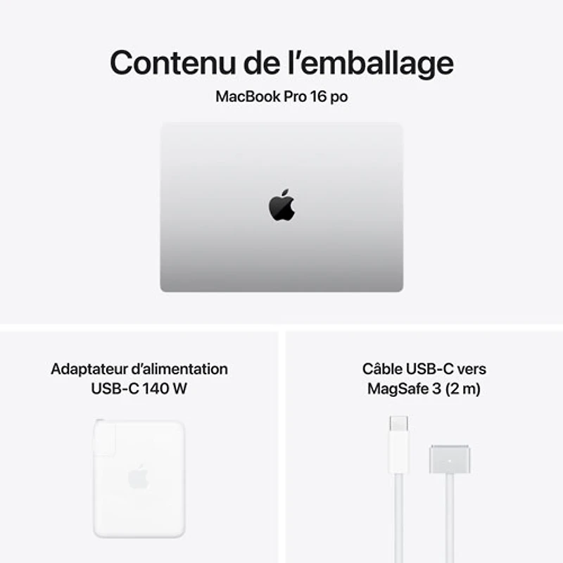MacBook Pro de 16,2 po d'Apple (2026) - Argent (M5 Max d'Apple/RAM 48 Go/SSD 2 To