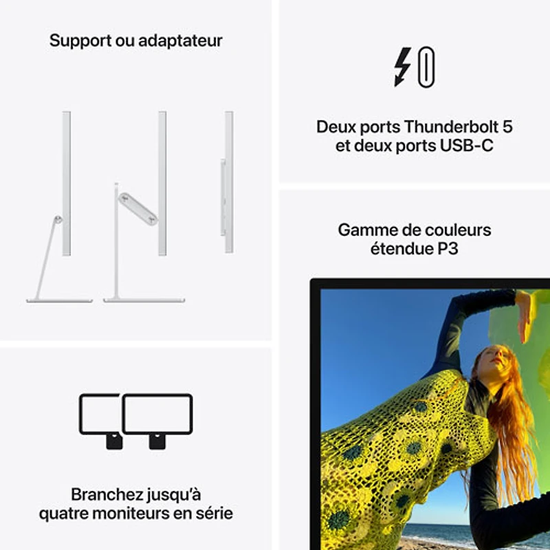 Moniteur inclinable à écran Retina 5K en verre standard de 27 po Studio Display d'Apple (MFEX4CL/A)