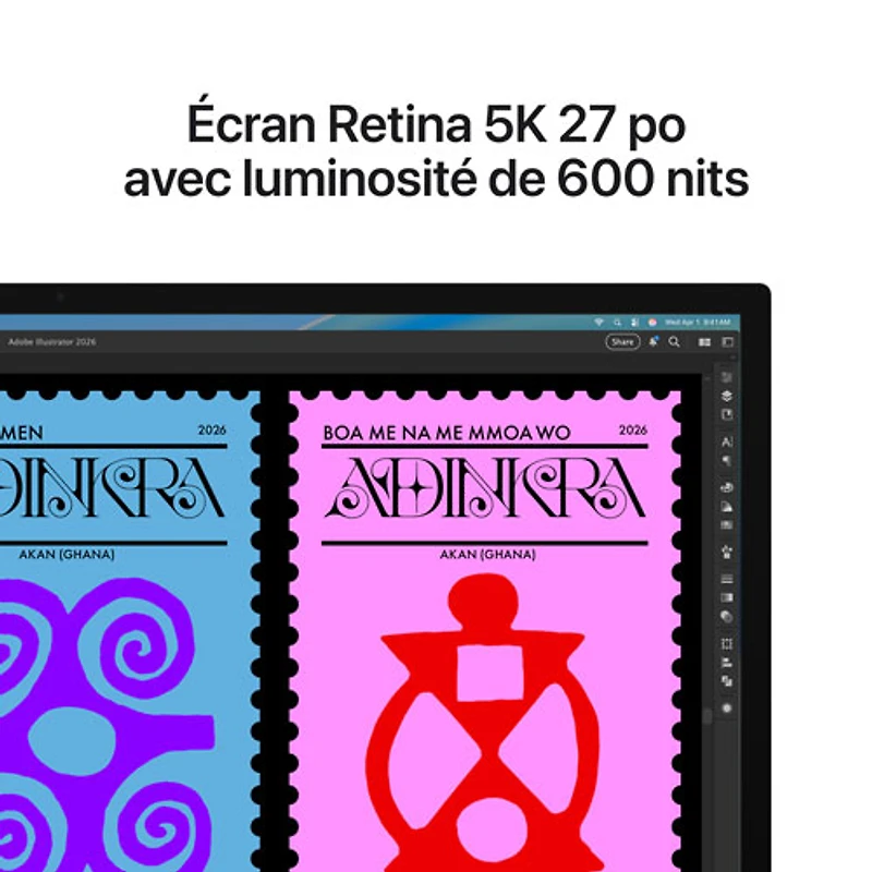Moniteur inclinable à écran Retina 5K en verre standard de 27 po Studio Display d'Apple (MFEX4CL/A)