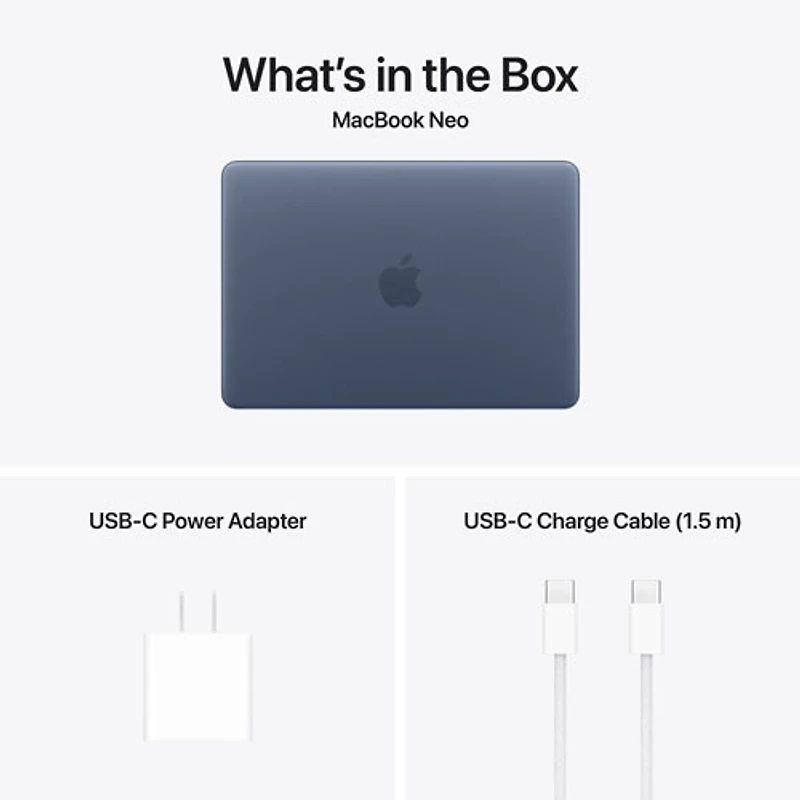 MacBook Neo de 13 po avec Touch ID d'Apple (2026) - Indigo (Puce A18 Pro d'Apple/RAM 8 Go/SSD 512 Go) - Anglais