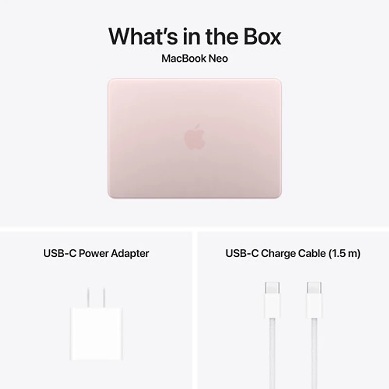 MacBook Neo de 13 po d'Apple (2026) - Rose pastel (A18 pro d'Apple/RAM 8 Go/SSD 256 Go) - Français