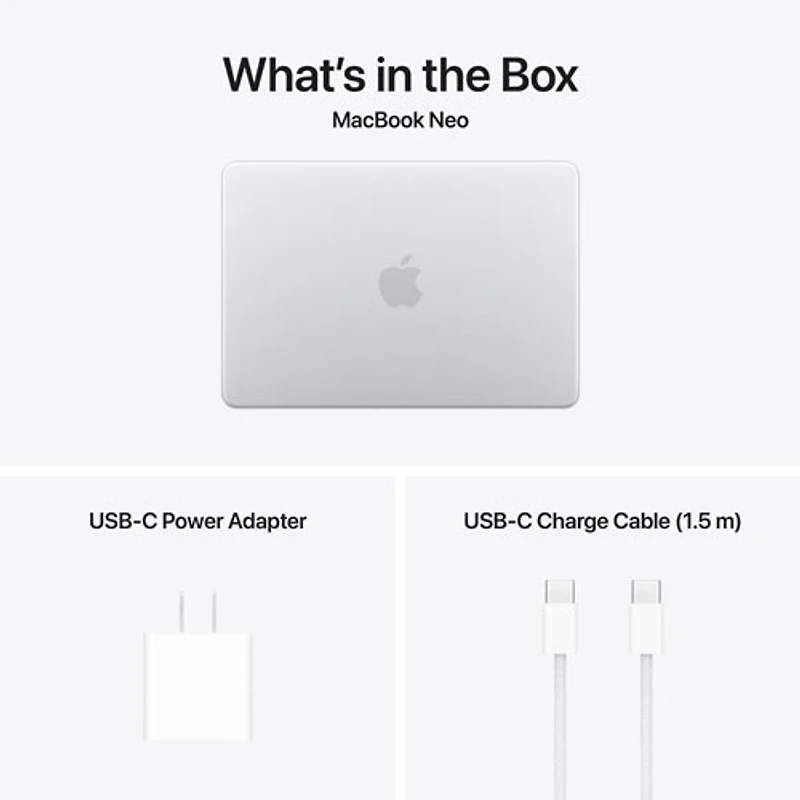 MacBook Neo de 13 po d'Apple (2026) - Argent (A18 pro d'Apple/RAM 8 Go/SSD 256 Go