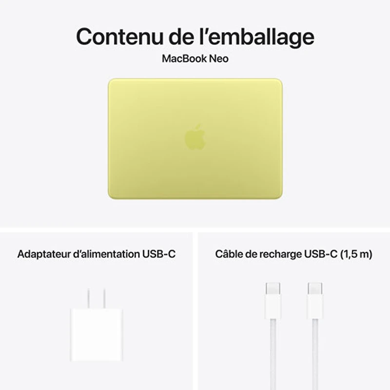 MacBook Neo de 13 po avec Touch ID d'Apple (2026) - Agrume (A18 pro d'Apple/RAM 8 Go/SSD 512 Go) - Français