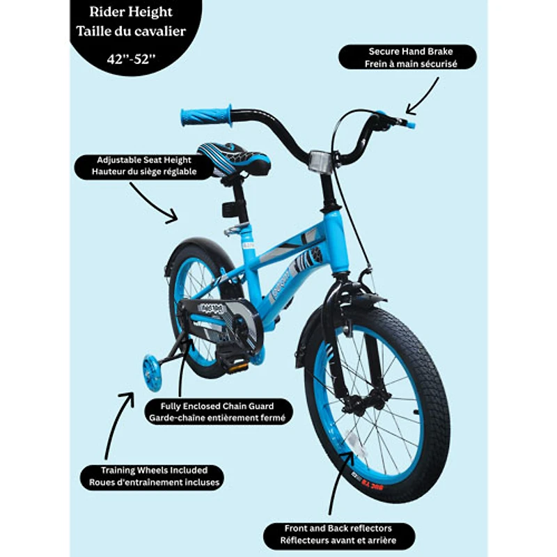 Beam Sports 16" Kids Bike with Training Wheels - Blue