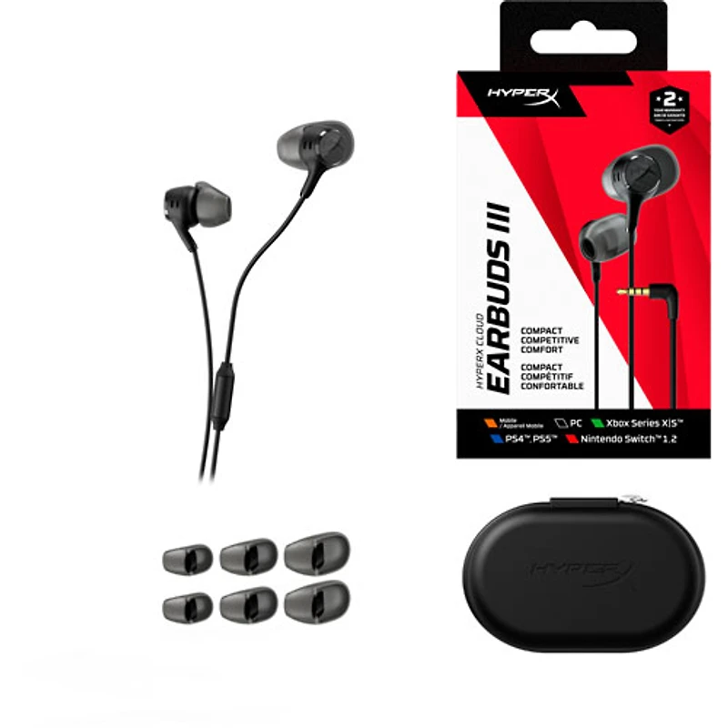 HyperX Cloud III Noise Cancelling Gaming Earbuds with Microphone - Black