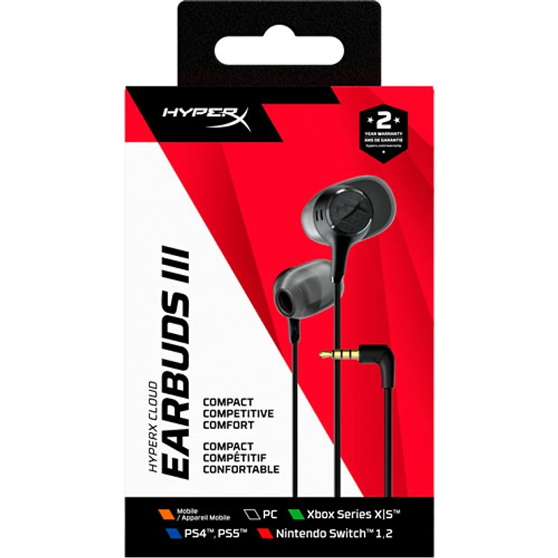 HyperX Cloud III Noise Cancelling Gaming Earbuds with Microphone - Black
