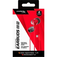 HyperX Cloud III S Noise Cancelling Gaming Earbuds with Microphone - Red