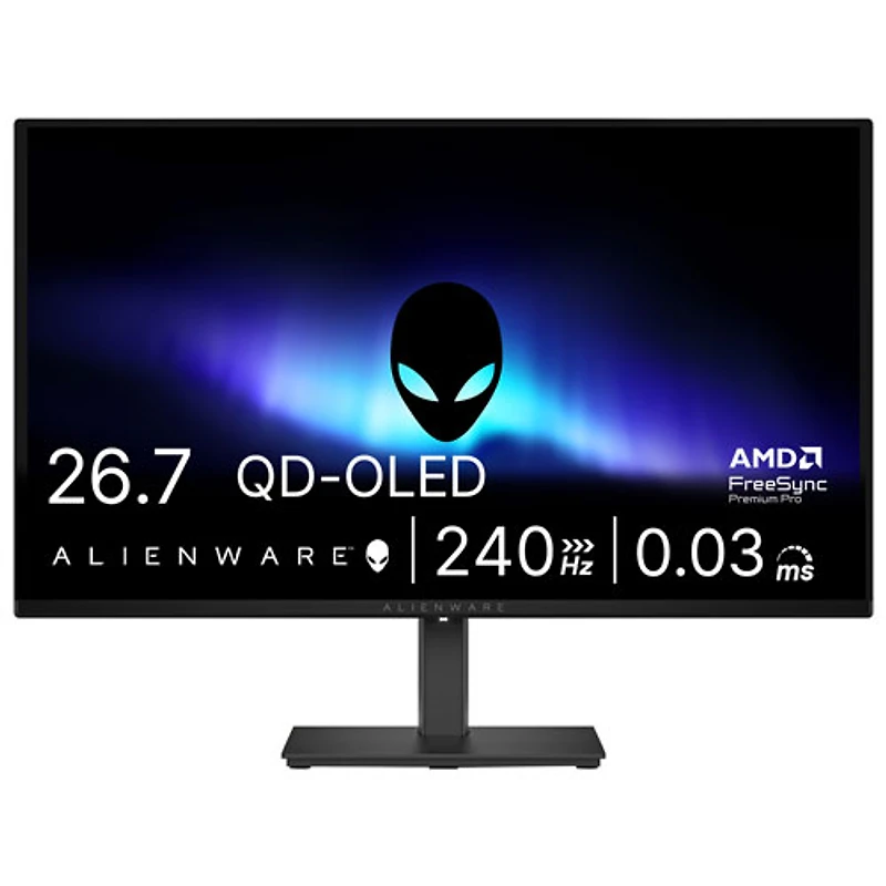Alienware 27" WQHD 240Hz 0.03ms GTG QD-OLED FreeSync Gaming Monitor (AW2726DM) - Black