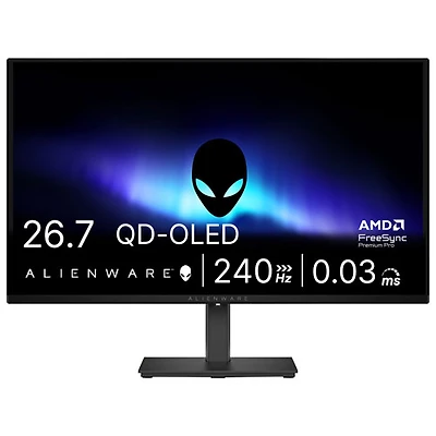 Alienware 27" WQHD 240Hz 0.03ms GTG QD-OLED FreeSync Gaming Monitor (AW2726DM) - Black
