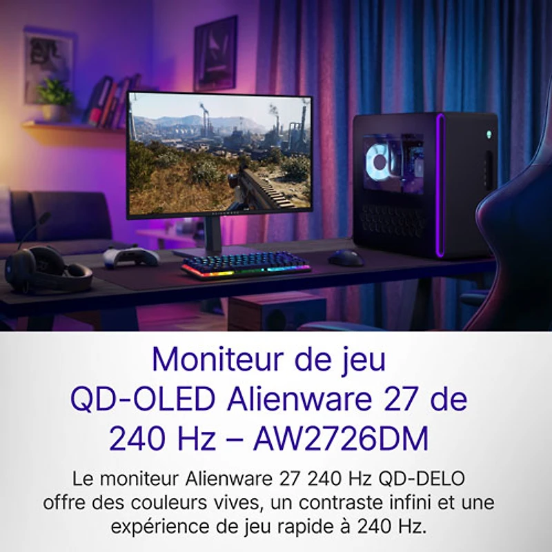 Alienware 27" WQHD 240Hz 0.03ms GTG QD-OLED FreeSync Gaming Monitor (AW2726DM) - Black