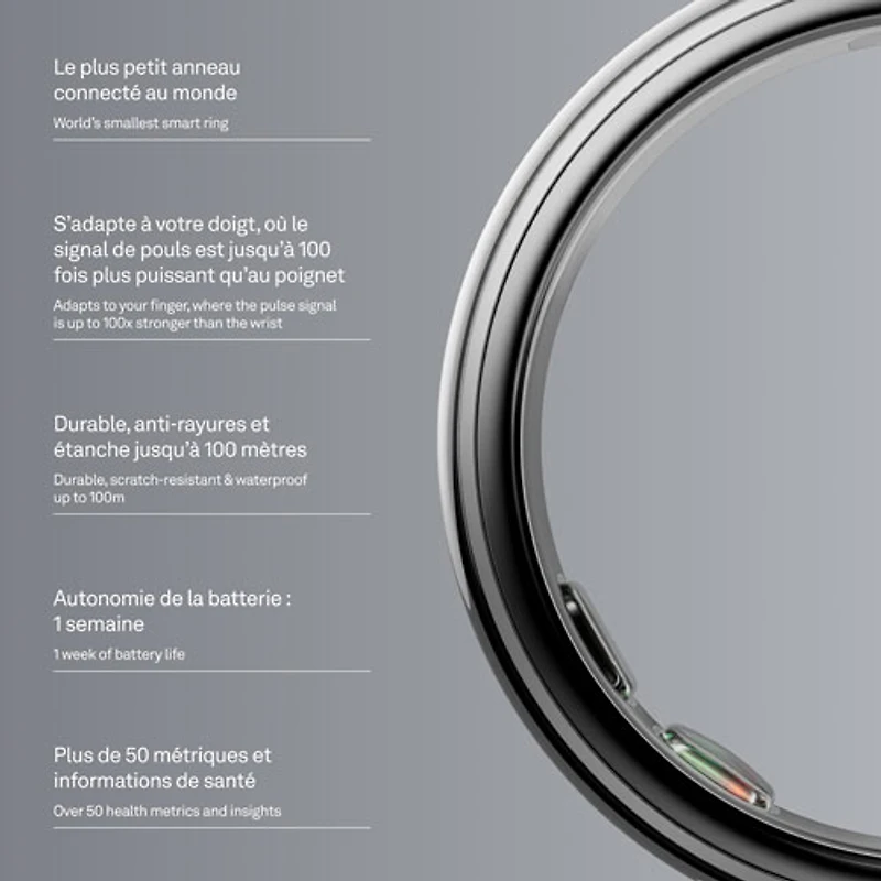 Oura Ring 5 Sleep & Fitness Smart Ring - Size 8 - Silver