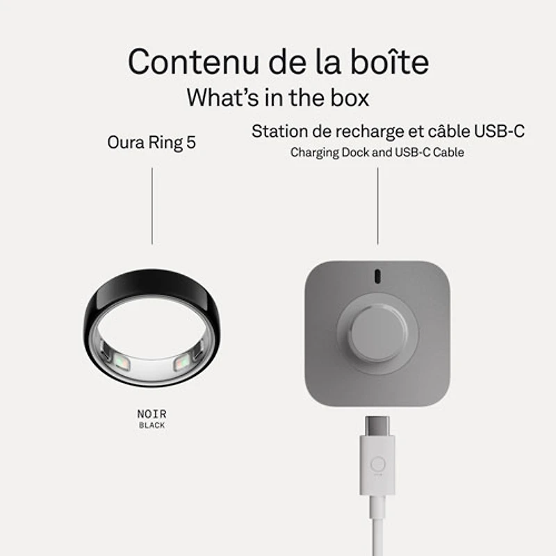 Oura Ring 5 Sleep & Fitness Smart Ring - Size 13 - Black