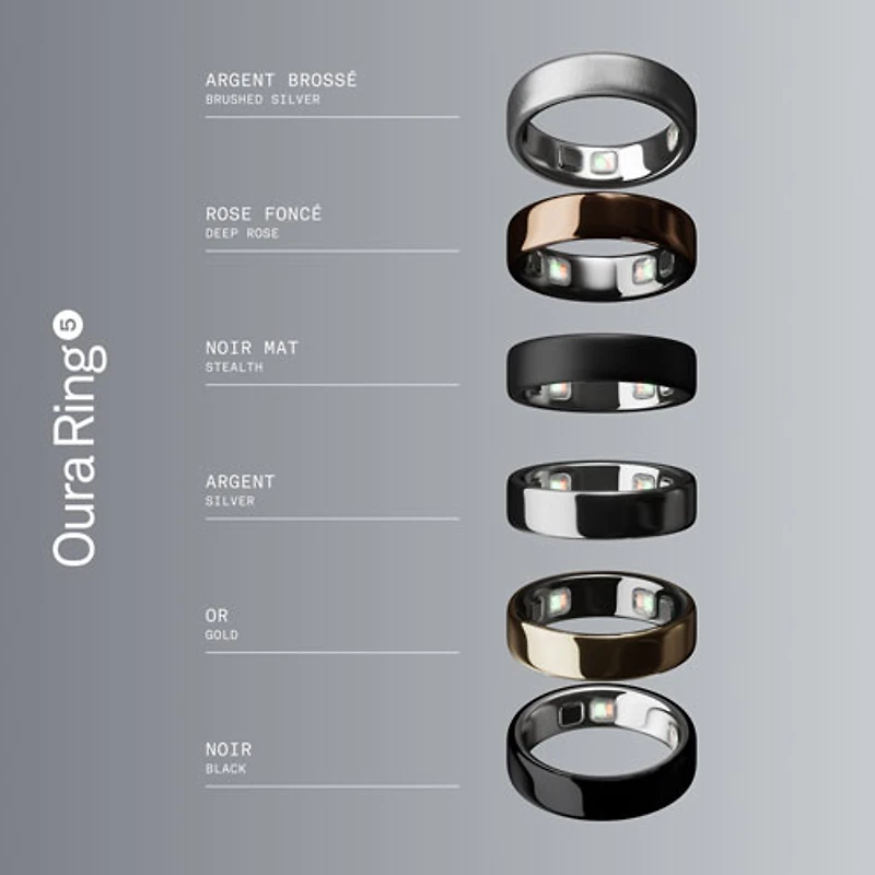 Oura Ring 5 Smart Ring with Health, Sleep & Fitness Tracking - Brushed Silver - Size 13