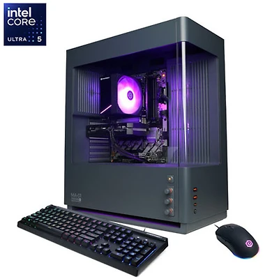 Ordinateur de jeu Gamer Xtreme de CyberPowerPC - Gris foncé (Core Ultra 5 225F d'Intel/RAM 16 Go/SSD 1 To/GeForce RTX 5060/Windows 11) - Anglais