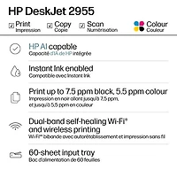 HP DeskJet 2955 Wireless All-In-One Inkjet Printer - HP Instant Ink 3-Month Free Trial Included*
