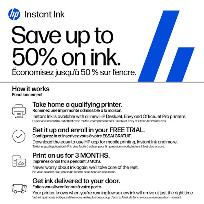 Imprimante à jet d'encre tout-en-un sans fil DeskJet 2942 de HP - Bleu bristol