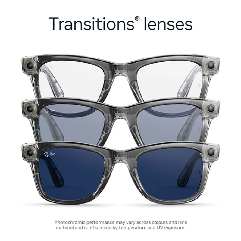 Ray-Ban | Meta Wayfarer (Gen 2) Glasses with AI, Photo, Video, Audio & Messaging - Grey/Transition Sapphire