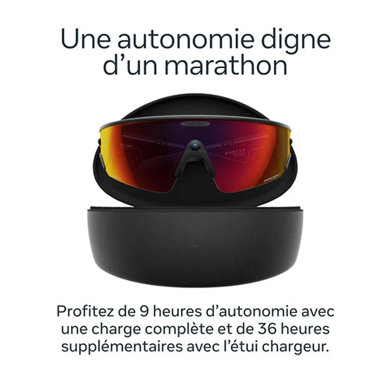 Lunettes Vanguard d'Oakley | Meta avec compatibilité Meta AI, Audio, Photo et Vidéo - Noir/Verres Prizm Transition Road