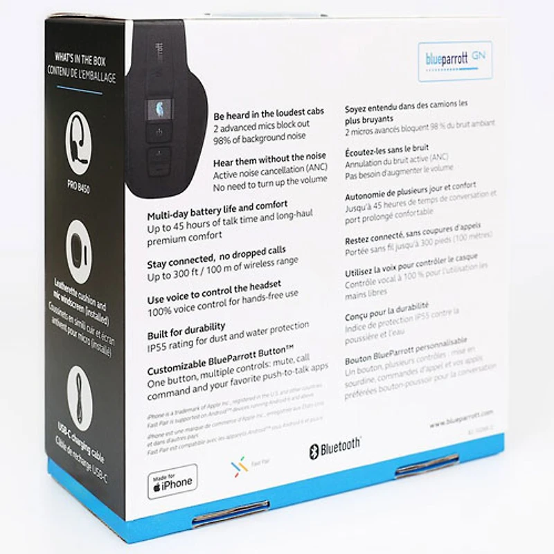 BlueParrott Pro B450 Wireless Noise-Cancelling Headset with Microphone