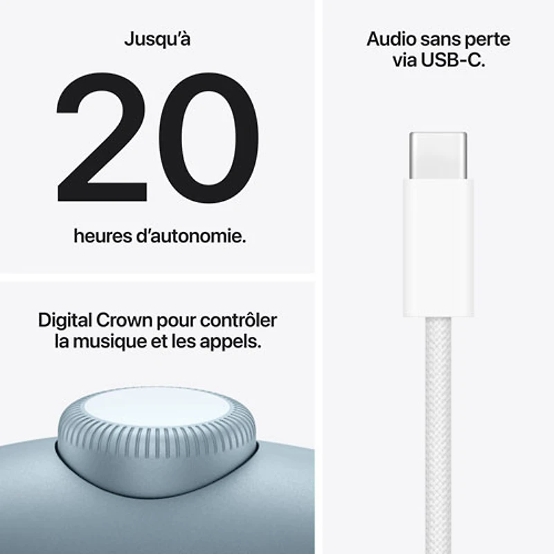 Casque d'écoute Bluetooth à suppression du bruit AirPods Max 2 (USB-C) d'Apple - Bleu