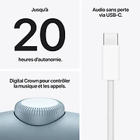 Casque d'écoute Bluetooth à suppression du bruit AirPods Max 2 (USB-C) d'Apple - Bleu