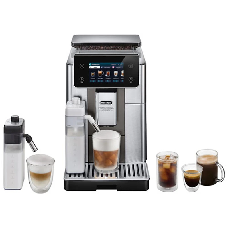 De'Longhi PrimaDonna Aromatic Automatic Espresso Machine with Frother & Coffee Grinder - Stainless/Black