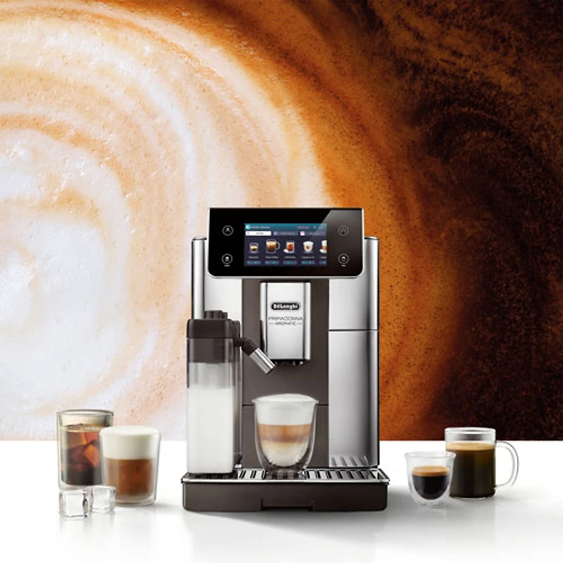 De'Longhi PrimaDonna Aromatic Automatic Espresso Machine with Frother & Coffee Grinder - Stainless/Black