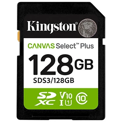 Carte mémoire SDXC UHS-I de 128 Go et 150 Mo/s Canvas Select Plus de Kingston