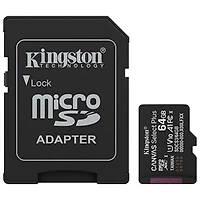Kingston Canvas Select Plus 64GB 100MB/s microSD UHS-I Memory Card with SD Adapter