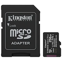 Carte mémoire microSD UHS-I de 256 Go et 150 Mo/s Canvas Select Plus de Kingston avec adaptateur SD