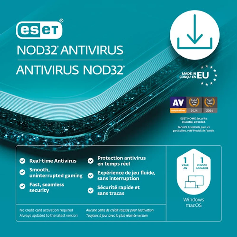 ESET NOD32 Antivirus (PC/Mac) - 1 appareils - 1 an