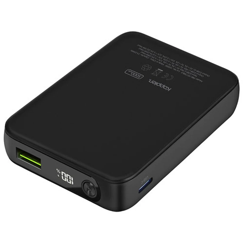 Chargeur portable à chargement rapide USB-A/USB-C 5000 mAh 22,5 W de Kopplen - Noir