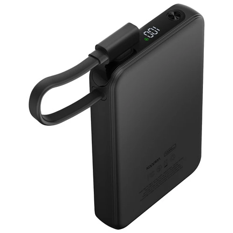 Kopplen 10000 mAh 20W Fast Charging USB-A & Dual USB-C PD Power Bank with Built-In Cable - Black