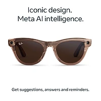 Ray-Ban | Meta Skyler (Gen 2) Glasses with AI, Photo, Video, Audio & Messaging - Shiny Peach/Brown Transition