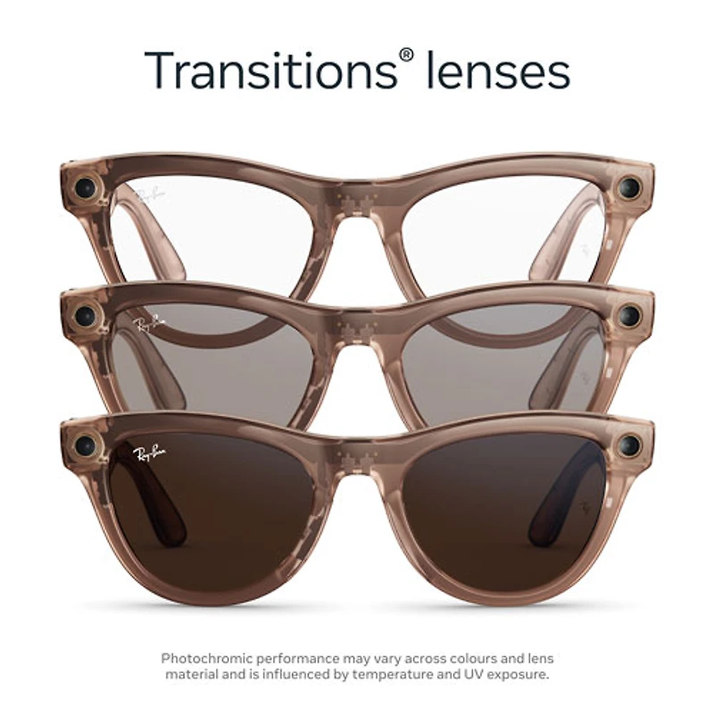 Ray-Ban | Meta Skyler (Gen 2) Glasses with AI, Photo, Video, Audio & Messaging - Shiny Peach/Brown Transition
