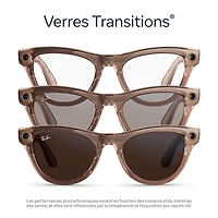 Ray-Ban | Meta Skyler (Gen 2) Glasses with AI, Photo, Video, Audio & Messaging - Shiny Peach/Brown Transition