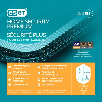 ESET Home Security Premium (PC/Mac) - 1 appareils - 1 an