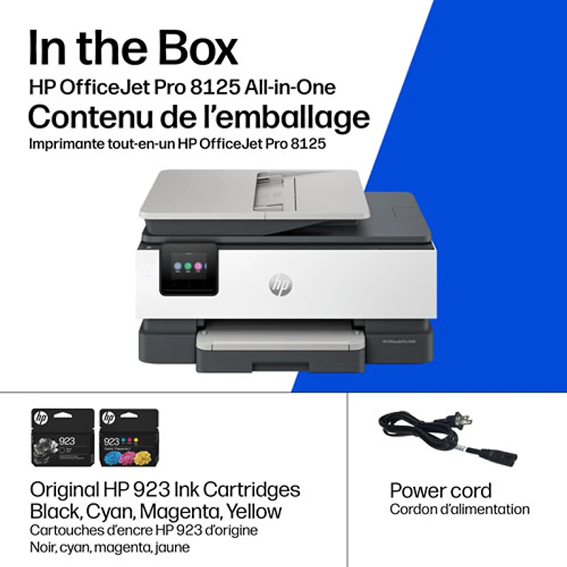 Imprimante à jet d'encre tout-en-un sans fil OfficeJet Pro 8125 de HP - Essai gratuit de 3 mois Instant Ink de HP inclus*