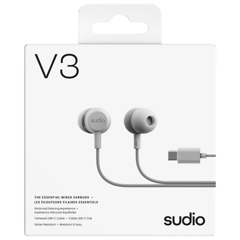 Écouteurs boutons avec fil V3 de Sudio Audio - Blanc