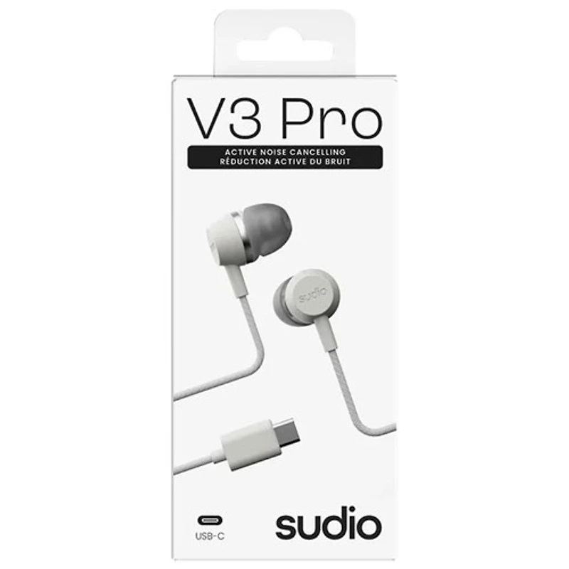 Sudio Audio V3 Pro In-Ear Noise Cancelling Wired Earbuds - White