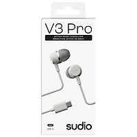 Sudio Audio V3 Pro In-Ear Noise Cancelling Wired Earbuds - White
