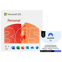 Microsoft 365 Personnel + NordVPN Base VPN (PC/Mac/Android) - 1 utilisateur - 1 appareil - Téléchargement numérique