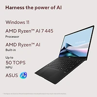 Portable DELO 14 po Zenbook 14 d'ASUS - Noir jade (Ryzen AI 7 445 d'AMD/RAM 16 Go/SSD 512 Go/Windows 11 Famille)