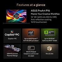 ASUS ProArt P16 16" Touchscreen Laptop -Nano Black (AMD Ryzen AI 9 HX 370 /32GB RAM/1TB SSD/GeForce RTX 5060/Win11)